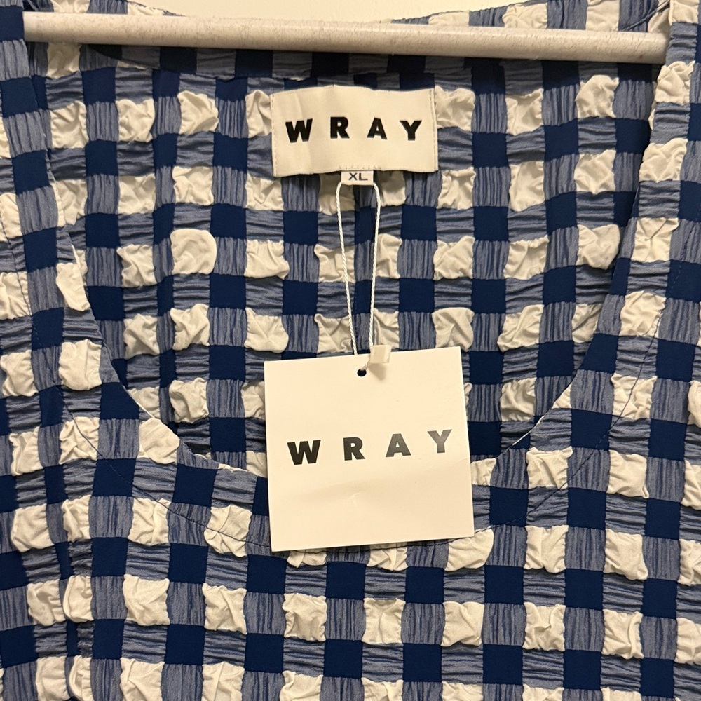 WRAY NWT Blue Checkered Sleeveless Midi Dress - Picture 2 of 6